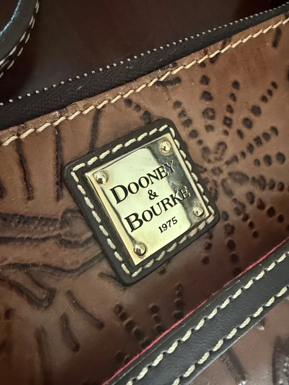 Dooney & Bourke Disney world parks Brown Embossed Leather Crossbody/Dark Trim - Picture 16 of 16
